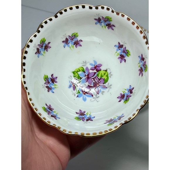 Sweet Violets Cup and Saucer by Royal Stafford 1950s Teacup with Purple Violets - Picture 4 of 10